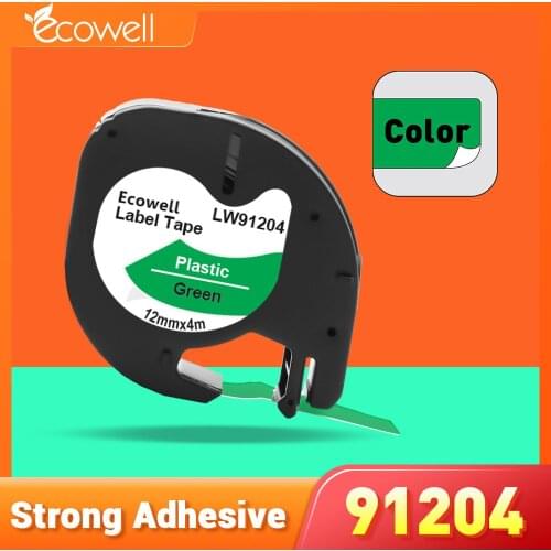 Ecowell 91204 91224 91334 Compatible for Dymo LetraTag label Tape 12mm Black on Green for Dymo LT-100H LT-100T QX50 label maker