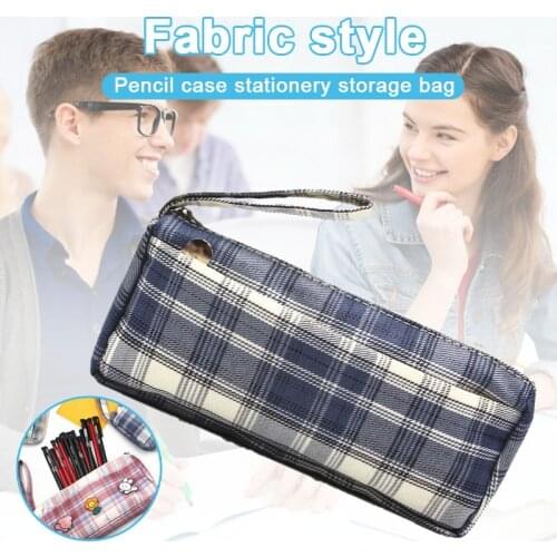 Cute Cartoon Pencil Pen Pouch Stripe Print Lightweight Large Capacity Stationary Cosmetics Bags Pencil Bags for Students Girls