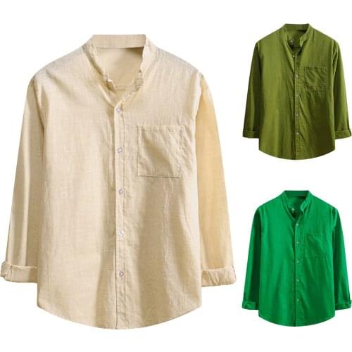 Mens Casual Solid Color Shirts Lapel Striped Long-sleeved Shirt Top Blouse Comfy Daily Simple Shirts Рубашки 2021 Free Shipping