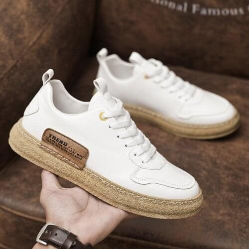 White Fashion Mens leather Sneakers Breathable Casual Loafer Shoes Spring Mens black white Designer Men Loafers 39-44