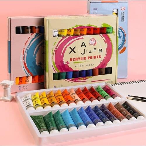 12/18/24 Colors 36ML Tube Professional Acrylic Paint Set For Fabric Clothing Nail Glass Drawing Painting For Kids Art Supplies