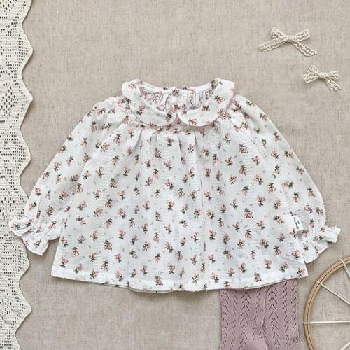 New 2021 Spring Autumn Kids Girl Embroidery Floral Long Sleeve Shirt Infant Baby Girl Newborn Shirt Clothes Baby Girl Shirt