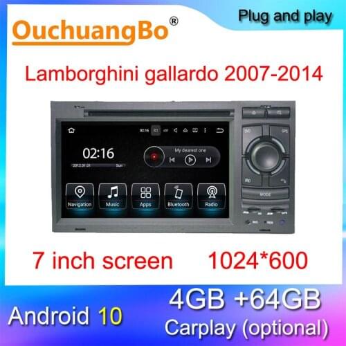 Ouchuangbo android 10 radio gps recorder for gallardo 2009 2010 2011 with 7 inch GPS video player 4GB 64GB