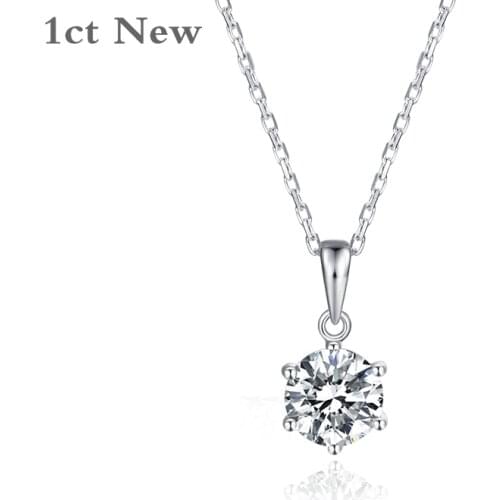 925 Silver 1ct 6.5mm D color Moissanite Necklace VVS1 Engagement Elegant Wedding Pendant Necklace For Women Anniversary Gift