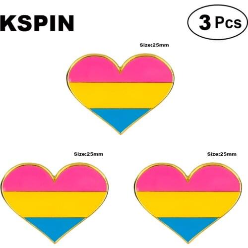 Pansexual pride Heart Shape Lapel Pin Brooches Pins Flag badge Brooch Badges