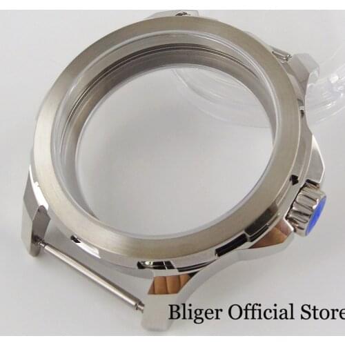 Polished Stainless Steel 44mm Mechanical Hand Winding Watch Case fit ETA 6497 6498 Movement