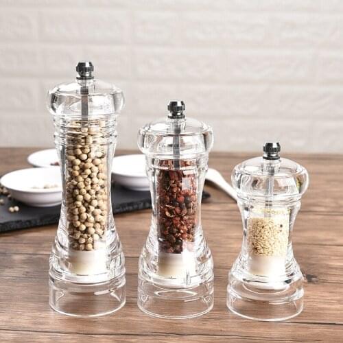 Portable Acrylic Grinder Transparent Manual Mill Pepper and Salt Grinder Ceramic Core Seasoning Bottle Kitchen Tools Accessories
