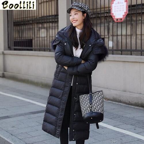 Boollili White Duck Down Jacket Women Clothes 2020 Winter Coat Women Raccoon Fur Collar Korean Puffer Jacket Women Warm Parka