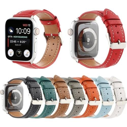 Genuine Leather loop Strap for Apple Watch Band 42mm 38mm 40mm 44mm Men Women Slim Wrist Bracelet iWatch Series 1 2 3 4 5 6 SE