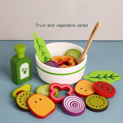 Pretend Play Kitchen Fruit Vegetable Salad Montessori Educational Wooden Toys