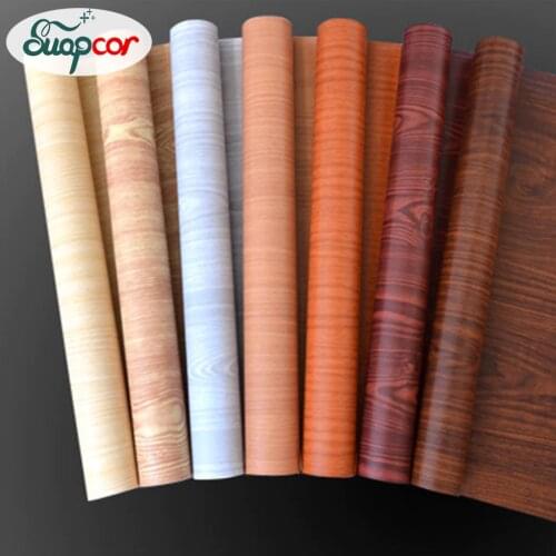 5M/10M Self-Adhesive Wallpaper Rolls Wardrobe Cupboard Door PVC Imitation Wood Stickers Old Furniture Waterproof Decorative Film