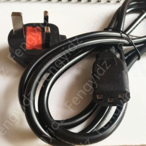 UK Plug IEC C13 Male to Female Plug 3-Prong Round AC Power Cable Cord Adapter 1.8m Length 0.75