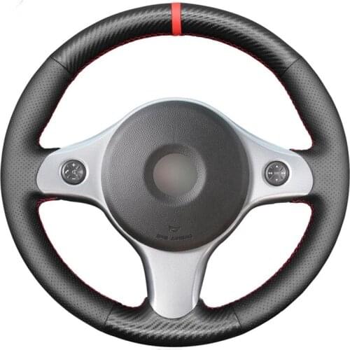 Hand-stitched Black Artificial Leather Carbon Fiber Car Steering Wheel Cover for Alfa Romeo 159 2006 2007 2008 2009 2010 2011