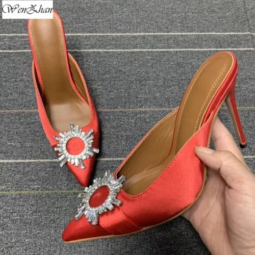 Wedding High Heel Women Fashion Shoes 10cm Luxury Slip On Thin Heel Custom Shoes Plus Size For Fashion Show WENZHAN A97-3
