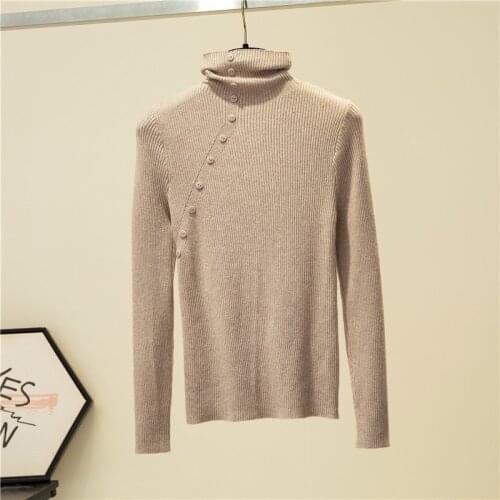 ZG1693 2021 Autumn winter new high collar sweater female slim show thin long sleeves knit clothes cheap wholesale