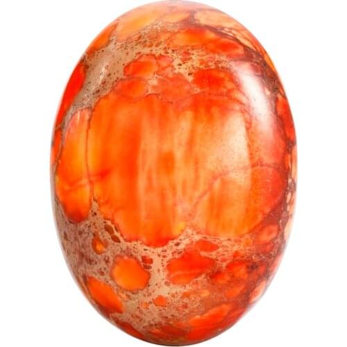 TUMBEELLUWA 1Lot (5Pc) 22x30mm Orange Sea Sediment Jasper Oval CAB Cabochon Flatback Stone for Jewelry Making