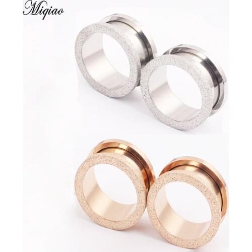 Miqiao 2pcs 316L Steel Ear Plugs and Tunnels Earlets Screwed Earring Expander 4-20mm Ear Gauges Body Jewelry Piercings