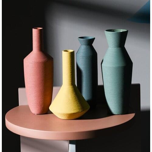 Simple Modern Ceramic Vase Decoration Art Dry Flower Arrangement Home Dining Room Livingroom Hotel Furnishing Ornaments Crafts