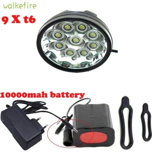 Walkefire 9 Types Bicycle Road Bike Front led Light T6 LED Cycle Bicicleta Light Rechargeable 6*18650 Battery Bike Accessories