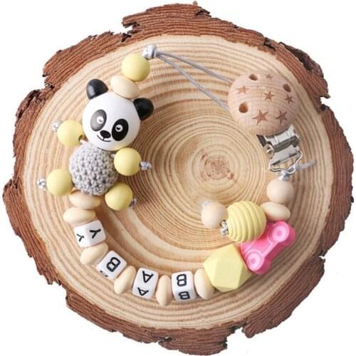 Baby Pacifier Clip Pacifier Chain Panda Shape Hand Made Cute customsize Dummy Clip Baby Soother Holder For Baby Teething Toys