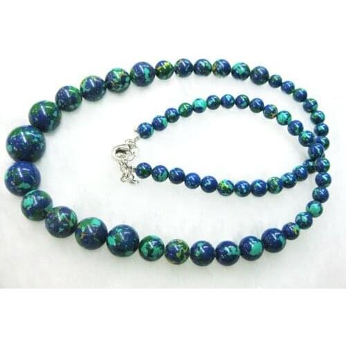 Free Shipping 2014 Fashion diy 6~14mm Blue calaite round Beads chain women Necklace jewelry 18inch GS477