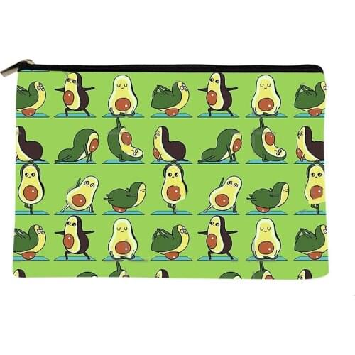 Women Avocado Yoga Printed Make up bag Fashion Women Cosmetics Organizer Bag for Travel Colorful Storage Bag for Lady Bag