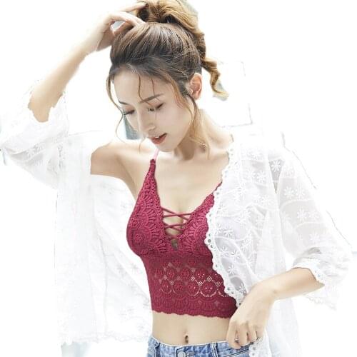 New Lace Bra Women Push Up Brassiere Sexy Cross Straps Tube Top Wrap Chest Female‘s Comfortable And Breathable Crop Top