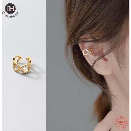 Dreamhonor 100% 925 Sterling Silver Round Crystal Clip Earrings For Women Beautiful Jewelry