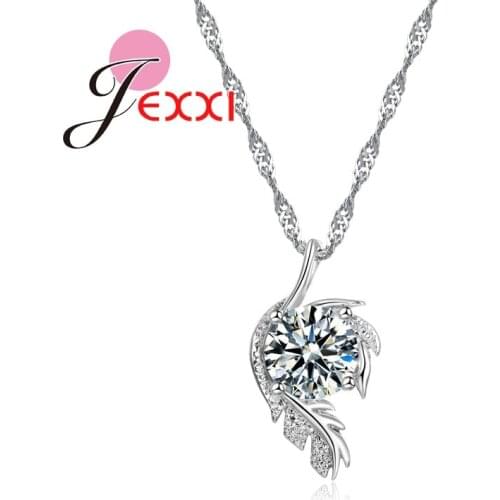 Elegant Fashion Design Cubic Zirconia Stone Pendant Leaf Necklace Female Bridal Best Gifts 925 Sterling Silver Bijoux