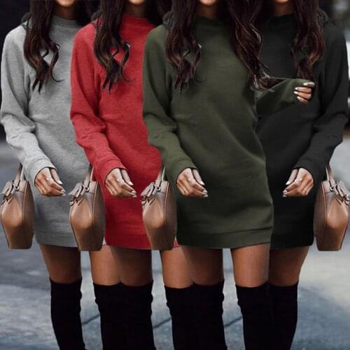 2021 Autumn Winter Thicken Straight Sweatshirt Dress Casual Long Sleeve O Neck Pullover Vestidos Womens Dress