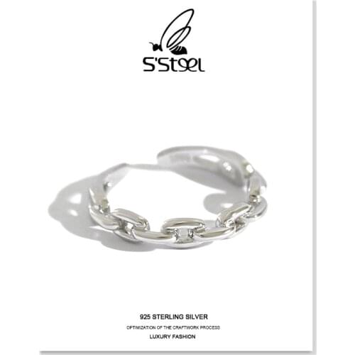 SSTEEL Chain Ring Gift For Women Sterling Silver 925 Cute Minimalist Designer Adjustable Ring Bague Femme Argent 925 Jewellery