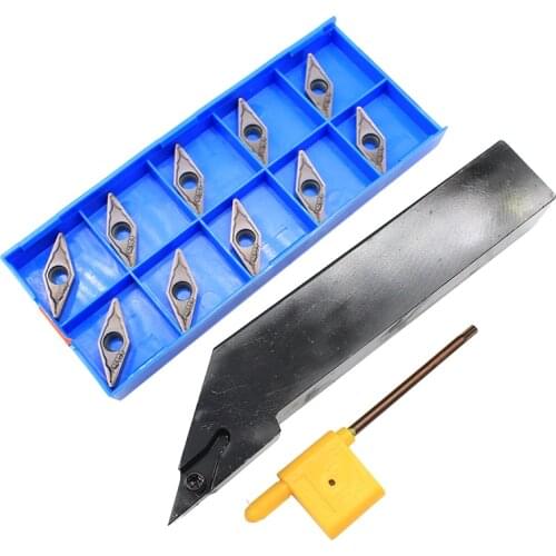 1PCS SVJCR2525M16 + 10PCS VCMT160408 HMP PC9030 CNC Tool Blade Lathe Turning Tool Carbide Insert Tool Holder Blade set