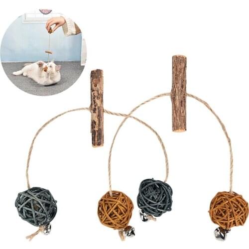 2PCS Cat Toy Rattan Ball Bell Pet Play Toy Cat Interactive Toy Cat Chew Toy