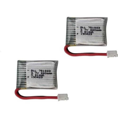 2Pcs 3.7V 220mAh Lipo Battery for HS210 H36 E010 NH010 T36 751823 3.7v lipo battery for JJRC H36 RC Drone Quadcopter Spare Parts