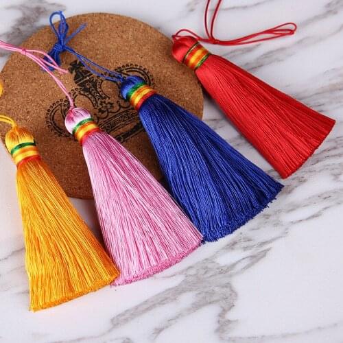 8cm Large Smooth Chinese Knot Quality Tassels Handmade 7 Colors Silk Tassel Fringe Pendant for DIY Jewelry Accessories 5pcs/lot