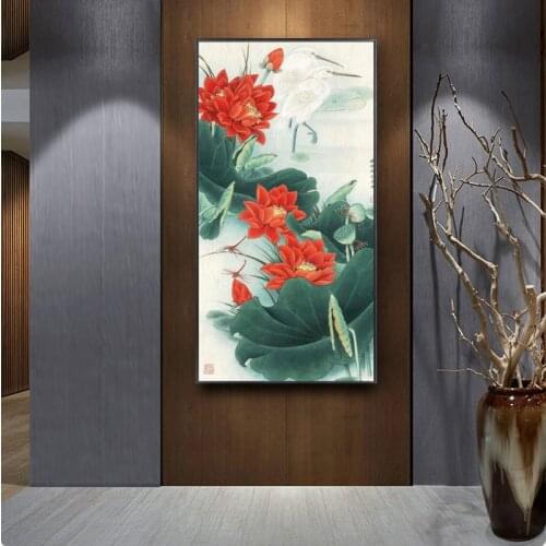 Print Abstract Flower Wintersweet Traditional Chinese Painting & Calligraphy on Canvas Poster Art Wall Picture for Living Room
