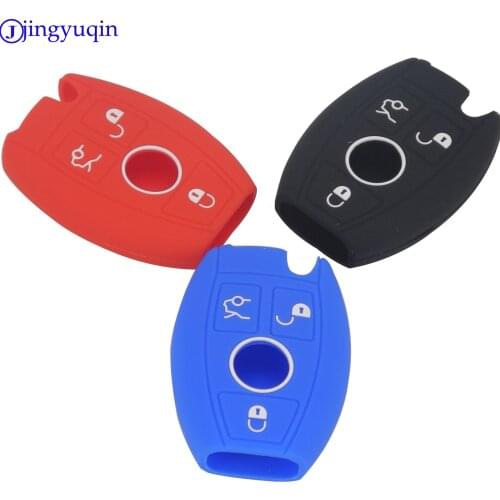 Jingyuqin Key Case For Car Silicone 3 Buttons Key Cover For Mercedes Benz W203 W211 Clk C E S Class Car Key Cover