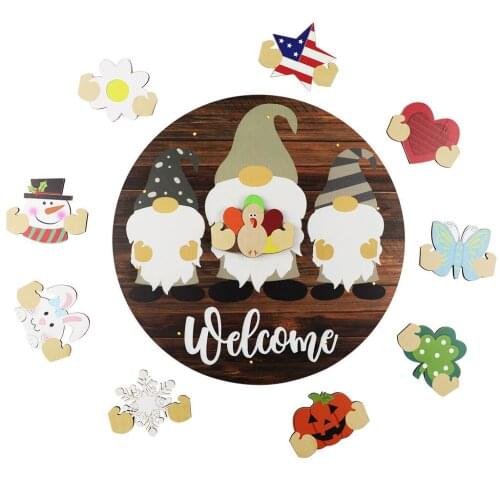 Wood Welcome Cutout Sign for Front Door Round Wood Sign Hanging Welcome Sign for Farmhouse Porch Sign Front Door Decoration