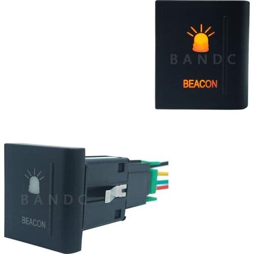 Dual YELLOW Led Light, Right Side Car BEACON Push Button Switch for VW Volkswagen Amarok, Auto Accessories, +Wiring Connector