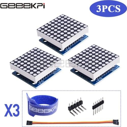 GeeekPi 3PCS 8x8 MAX7219 Dot Led Matrix Module MCU LED Display Control Module For Arduino 5V Interface Module