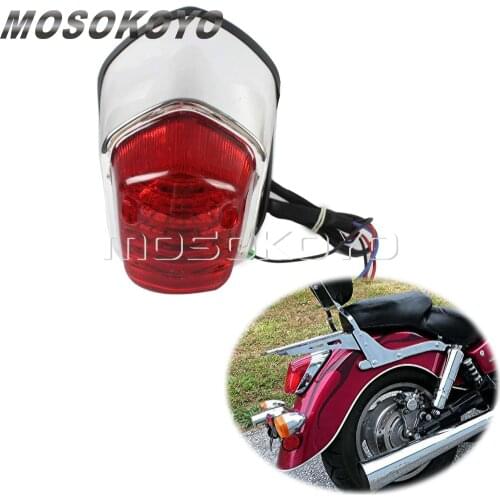 Chrome Retro 12V Filaments Lamp Taillights Brake Stop Light for Honda Shadow Sabre 1100 Aero ACE Valkyrie Red