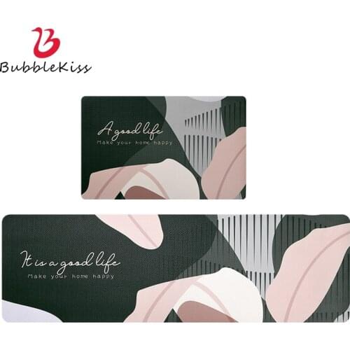 Bubble Kiss Kitchen Carpet Non Slip Leather Floor Mat Home PVC Wipe-able Anti-Fatigue Foot Pad Nordic Style Long Strip Decor Rug