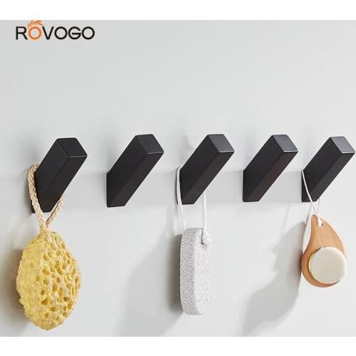 ROVOGO Clothes Hook Single Towel Hook for Bathroom Kitchen Garage Square Style Robe Hook Coat Hook Hat Hook Wall Mounted