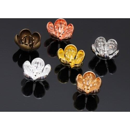 Mibrow 20pcs/lot 6 Colors 12mm Copper 2 Layers Flower Bead Caps Filigree Loose Spacer Flower Caps DIY Jewelry Making Supplies