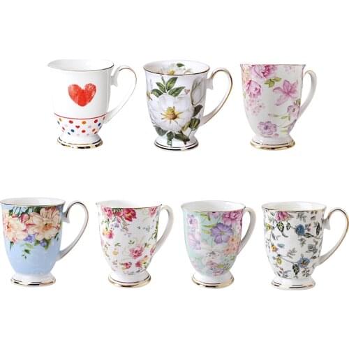 Fashionable Simple Ceramic Milk Mug Classical Retro Breakfast Water Coffee Cup Vintage Pattern Anti-scalding Insulation