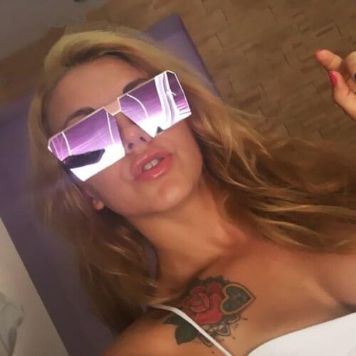 Fashion Brand Design Ladies Oversized Square Sunglasses Women Men Vintage Flat Top Rimless Mirror Shades Sun Glasses For Female