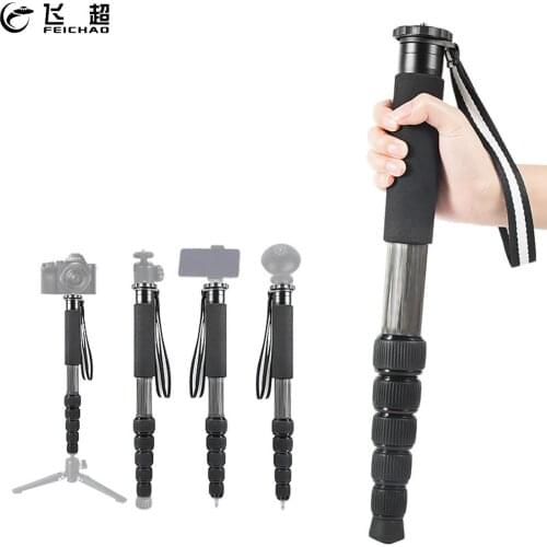 Camera Monopod Unipod Selfie Stick Carbon Fiber Tripod Foldable 6-Section Lightweight Pole for Nikon Canon Sony Camcorder