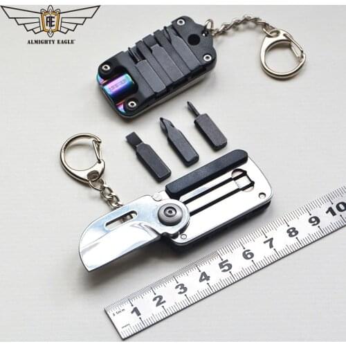 Multitool Mini Knife Keychain Screwdriver Bit Folding Knife Stainless Steel Knife Army Knife Outdoor EDC