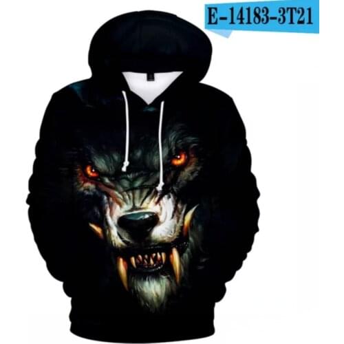 Harajuku 3D Wolf Mens Hoodies Autumn Winter Hip Hop Casual Brand Cool Sweatshirt Dropship Pullovers