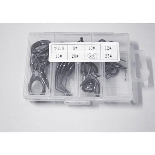Fishing Rod Guide Guides Tip Set Repair Kit DIY Eye Rings Different Size Stainless Steel Frames with Fish Box